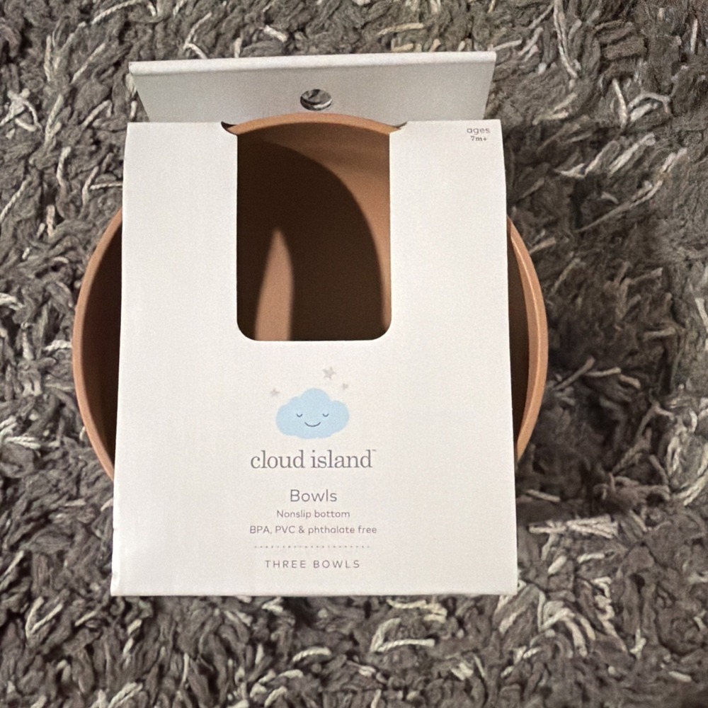 Cloud Island 3pk Bowls Rust Pink Nonslip Bottom BPA Free Recycled Polypropylene